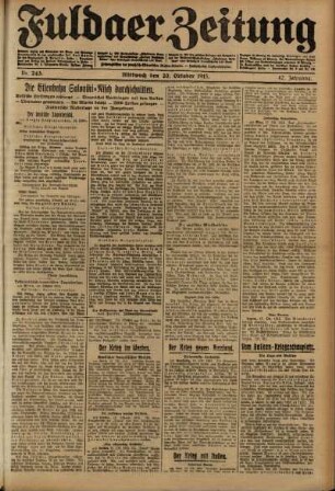 Erste Ausgabe vom Mittwoch, den 20. Oktober 1915.