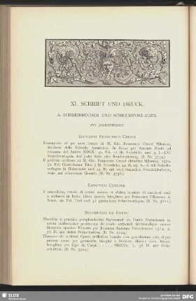 XI. Schrift und Druck