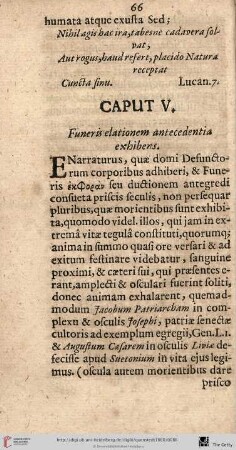 Cap. V. De Funeris antecedentibus
