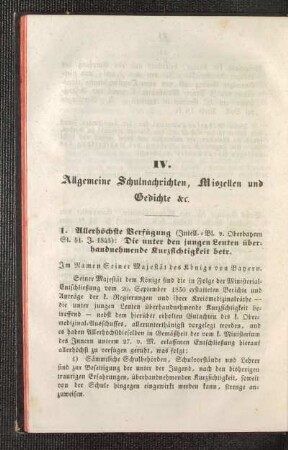 Allerhöchste Verfügung : die unter den jungen Leuten überhandnehmende Kurzsichtigkeit betr.