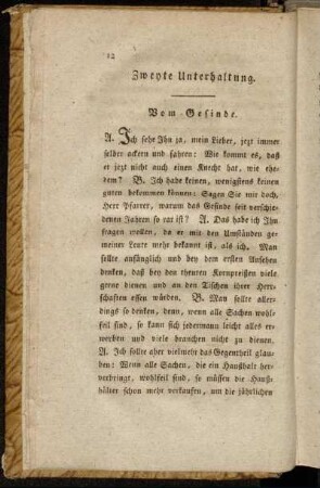 Zweyte Unterhaltung. Vom Gesinde.