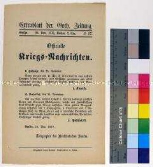 Kriegsdepesche des Norddeutschen Bundes über die Kriegsereignisse vom 25.11.1870 in Thionville, Amiens und Maizières