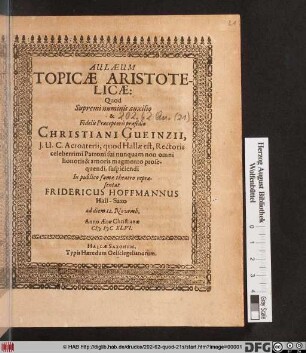 Aulaeum Topicae Aristotelicae