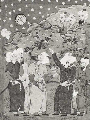 Muhammad spaltet den Mond, fol. 14b (Seite 74)