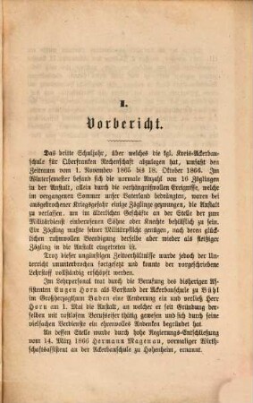 Jahres-Bericht der Königlichen Kreis-Ackerbauschule für Oberfranken auf dem Äußeren Spital- und Lettenhof bei Bayreuth und der daselbst neuerrichteten Kgl. Landwirtschaftlichen Winterschule über das Schuljahr .... 1865/66 (1866)