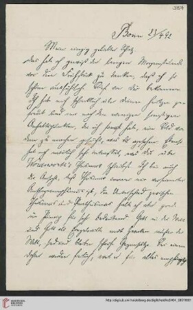 Heid. Hs. 3484,387: Brief von Eberhard Gothein an Marie Luise Gothein