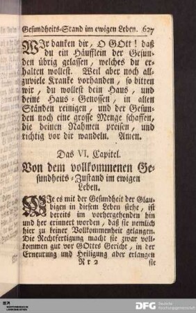 Das VI. Capitel. Von dem vollkommenen Gesundheits-Zustand im ewigen Leben.