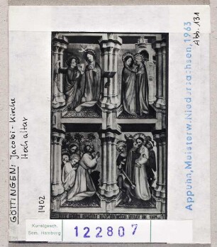 Göttingen, Jacobikirche: Hochaltar, Verkündigung, Heimsuchung, Ölberg und Judaskuss