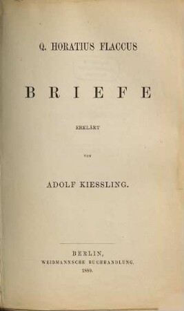 Q. Horatius Flaccus, 3. Briefe