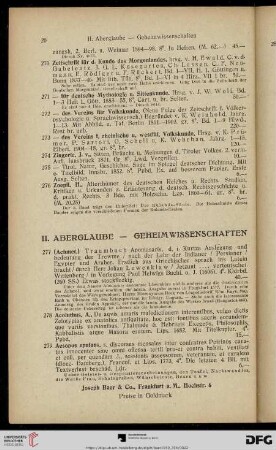 II. Aberglaube - Geheimwissenschaften (Nr. 277-477)