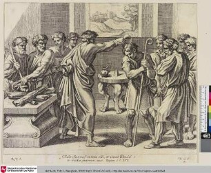 [David erhält die Salbung von Samuel.; David reçoit l'onction de Samuel.]
