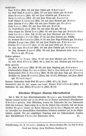 Direktor Wegner Komm. Oberschulrat