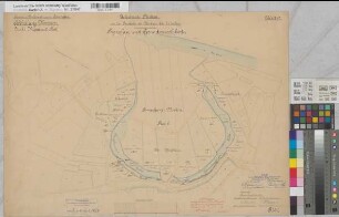 Ems Kanalisierung Blatt 9 Strecke Meppen überstaute Flächen bei Borken Lageplan und Grunderwerbskarte 1891 1 : 2000 49 x 69 kol. Zeichnung A. Franke, Wasserbauinspektor Wasser- und Schiffahrtsdirektion Münster