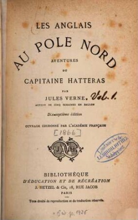Aventures du Capitaine Hatteras : Par Jules Verne, 1