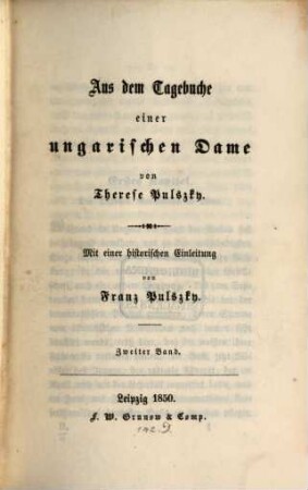 Aus dem Tagebuche einer ungarischen Dame, 2