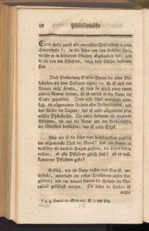Cicero theilt zuerst alle moralischen Wissenschaften in zwey Haupttheile ...