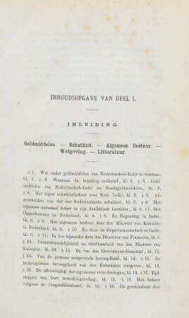 Inhoudsopgave van deel I.