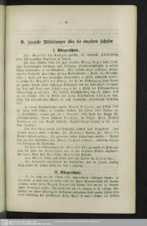 B. Spezielle Mitteilungen über die einzelnen Schulen