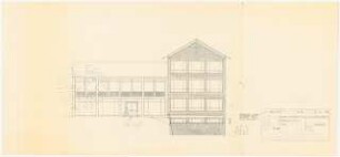 Gartenanlage Verbandsberufsschule, Grevenbroich: Berufsschulgebäude, Südwestansicht 1:100