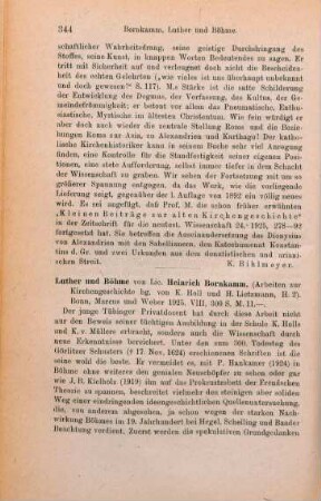 344-345 [Rezension] Bornkamm, Heinrich, Luther und Böhme