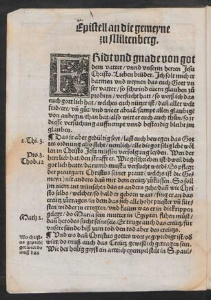 Epistell an die gemeyne zu Miltenberg.