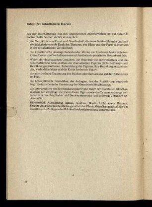 Inhalt des fakultativen Kurses