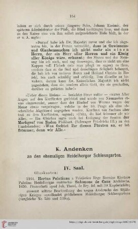 K. Andenken an den ehemaligen Heidelberger Schlossgarten (Nr. 1164 - 1167)