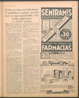 Existe una obra verdaderamente patriótica a realizar: impedir que se siga explotando a los niños argentinos