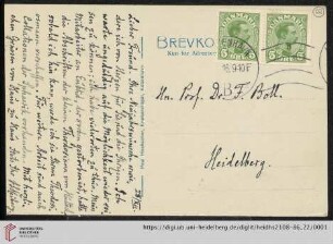 Briefe von Johan L. Heiberg an Franz Boll: Karte von Johan L. Heiberg an Franz Boll