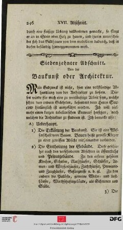 Siebenzehnter Abschnitt: Von der Baukunst oder Architektur