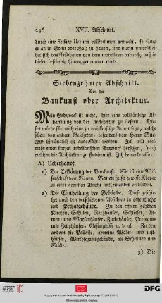 Siebenzehnter Abschnitt: Von der Baukunst oder Architektur