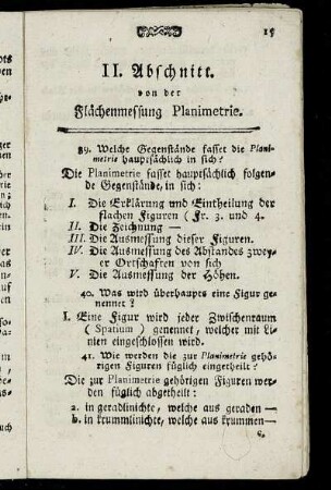 II. Abschnitt. von der Flächenmessung Planimetrie.