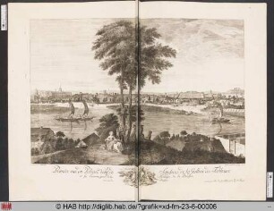 Premiére Vue du Palais Neuf, de Sanssouci, de la Galerie des Tableaux et des Environs, prise de la Montagne de la Brasserie vis à vis de Sans-Souci.