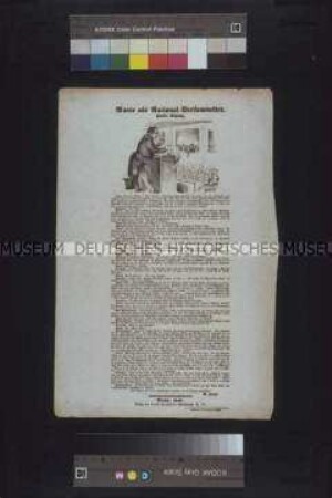Satirisches Flugblatt (Serie): Nante als National-Versammelter. Fünfte Sitzung. Berlin, 1848