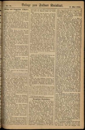 Zweite Ausgabe vom Donnerstag, den 17. Mai 1883.