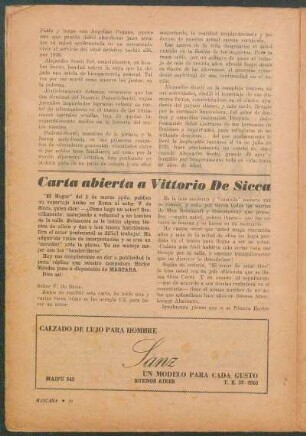 Carta abierta a Vittorio de Sicca