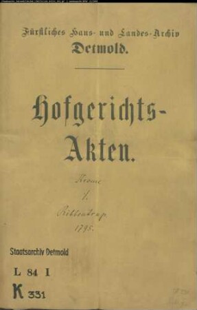Krome, Kaufmann zu Salzuflen gegen Amtsrat Ribbentrup zu Varenholz - Haferlieferung
