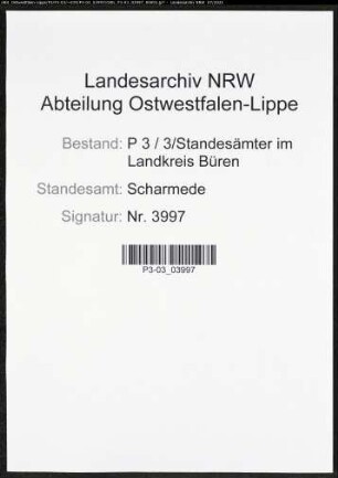 Heiratsregister Standesamt Scharmede