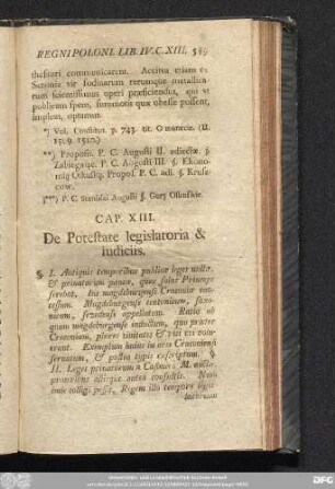 Cap. XIII. De Potestate legislatoria & iudiciis.