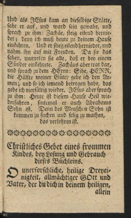 Christliches Gebet eines frommen Kindes, bey Lesung und Gebrauch dieses Büchleins