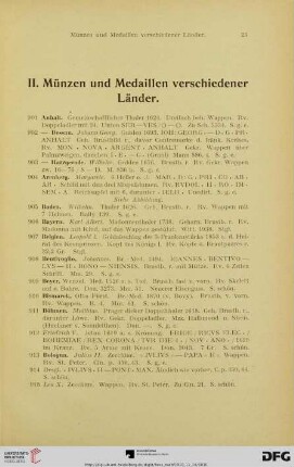 Münzen und Medaillen verschiedener Länder (Nr. 901-1312)