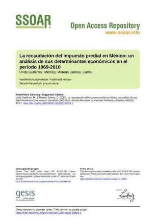 La recaudación del impuesto predial en México: un análisis de sus determinantes económicos en el período 1969-2010