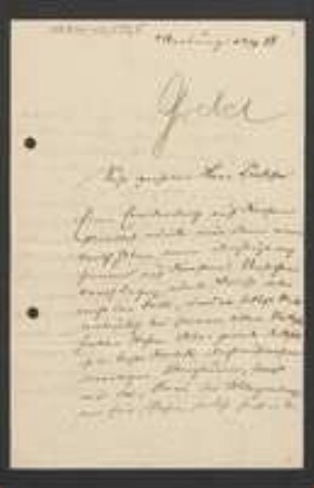 Brief von Karl von Goebel an Unbekannt