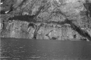 Felswand : Felswand, die aus dem Vierwaldstättersee ragt.