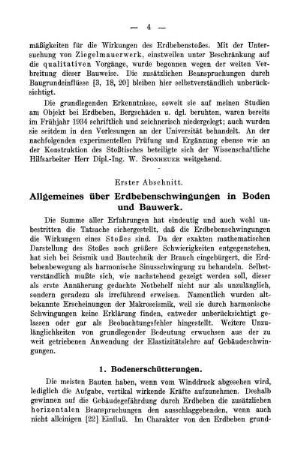 Erster Abschnitt. Allgemeines über Erdbebenschwingungen in Boden und Bauwerk.