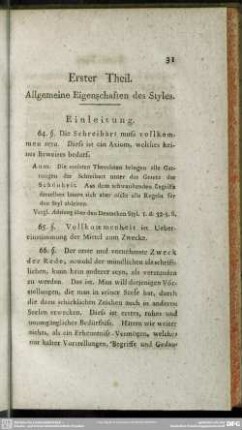 Erster Theil. Allgemeine Eigenschaften des Styles