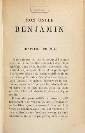 Mon oncle Benjamin