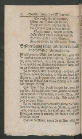 Beschreibung eines Wittwers, sammt angehängter Vermahnung