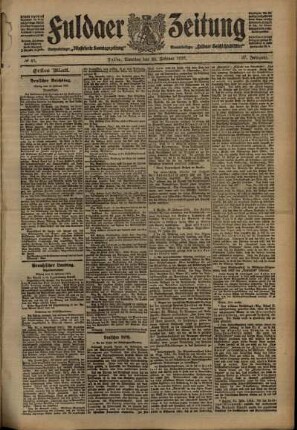 Erste Ausgabe vom Dienstag, den 22. Februar 1910.
