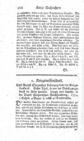 Anfangsgründe der Kriegsbaukunst. T.1.